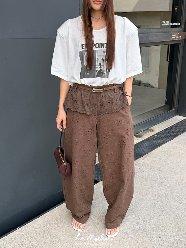 屁簾設計全蕾絲長褲